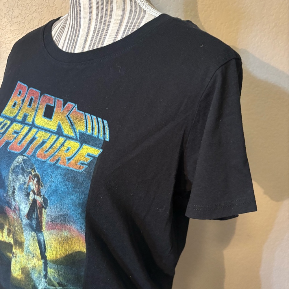 Back to the Future Tee XL Jrs Black Graphic Cropped Short Sleeves Marty McFly - Picture 7 of 11